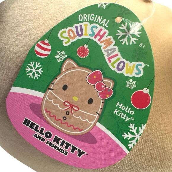 Squishmallows / KellyToy x Sanrio Christmas Hello Kitty 8” Gingerbread Plush - Picture 3 of 4